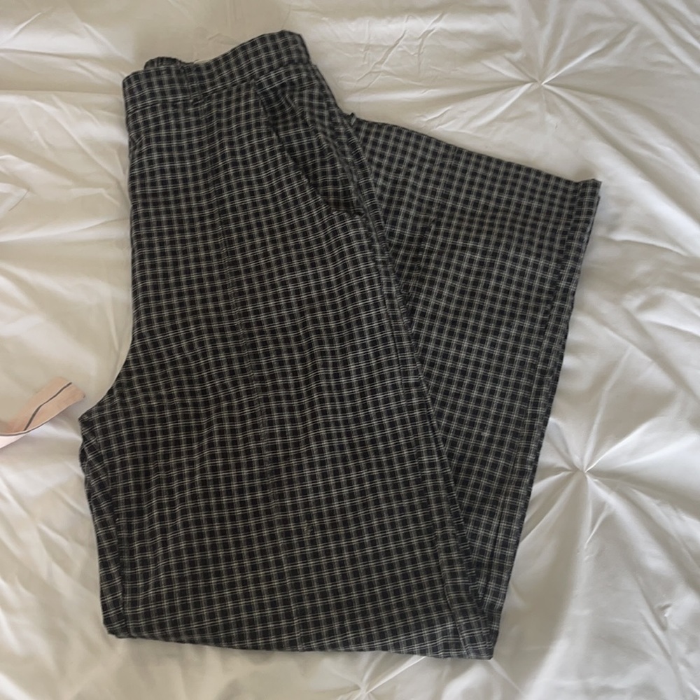 Plaid wide leg pants